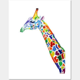 Rainbow giraffe Posters and Art